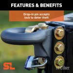CURT SecureLatch lunette ring set with locking pin and adjustable channel for secure trailer hitching.