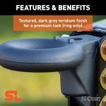 CURT SecureLatch lunette ring set with locking pin and adjustable channel for secure trailer hitching.