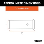 CURT Steel Receiver Tubing with 2 Inch Opening and Raw Finish CURT steel receiver tube with 2 inch by 2 inch opening, raw finish, ready for welding