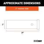 CURT Raw Steel Receiver Tubing with 2x2 Inch Opening, 24 Inch Length CURT receiver tubing, raw steel, 2x2 inch opening, 24 inch length for custom towing fabrication