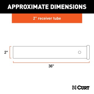 CURT 36" Raw Steel Receiver Tube for DIY Towing Fabrication CURT 36-inch raw steel receiver tube with 2x2 inch opening for custom towing projects.