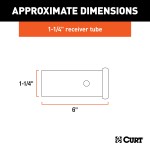 CURT Raw Steel Receiver Tube with Reinforcing Collar CURT raw steel receiver tubing with a 1-1/4 inch opening featuring a 1/2 inch reinforcing collar and ready-to-weld finish.