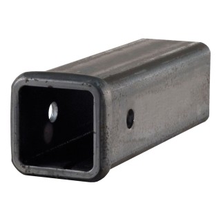 CURT raw steel receiver tube, 10 inches long with 2-1/2 inch opening, featuring 1/2 inch reinforcing collar for strength and weld-ready finish.