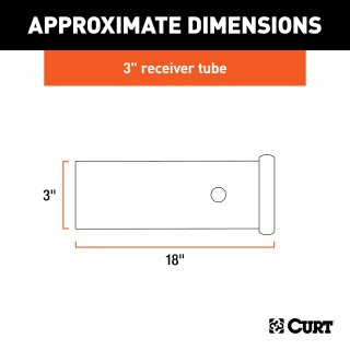 CURT Raw Steel Receiver Tubing for Custom Towing Solutions CURT raw steel receiver tubing with a 3x3 opening, suitable for custom towing.