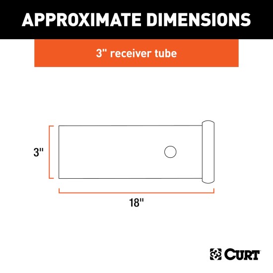 CURT Raw Steel Receiver Tubing for Custom Towing Solutions CURT raw steel receiver tubing with a 3x3 opening, suitable for custom towing.