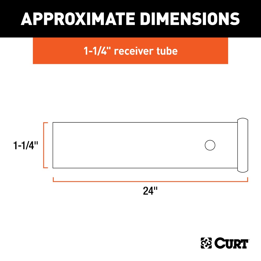CURT Raw Steel Receiver Tube 24 Inch for Custom Towing Solutions CURT steel receiver tube 24 inch with reinforcing collar, raw finish