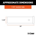 CURT Raw Steel Receiver Tube 24 Inch for Custom Towing Solutions CURT steel receiver tube 24 inch with reinforcing collar, raw finish