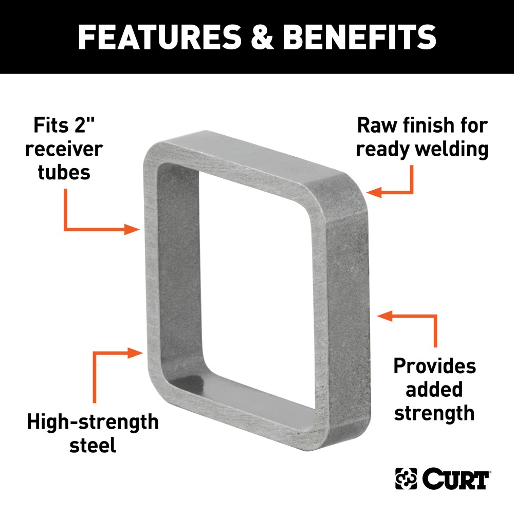 CURT steel reinforcement collar for enhancing 2 inch receiver tube strength