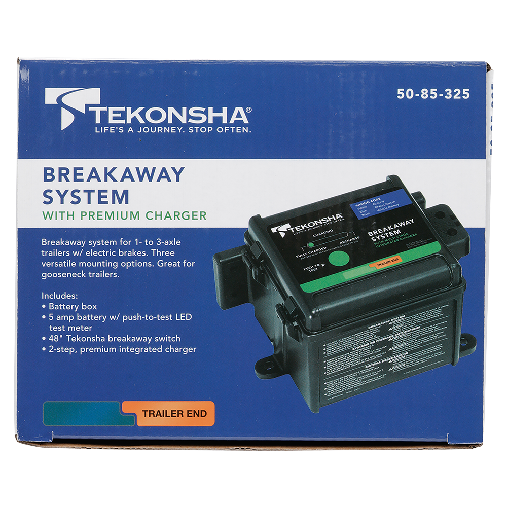Versatile Breakaway System with Charger for Trailers Complete breakaway system for gooseneck trailers with charger and Tekonsha switch.