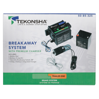 Versatile Breakaway System with Charger for Trailers Complete breakaway system for gooseneck trailers with charger and Tekonsha switch.