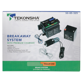 Versatile Breakaway System with Charger for Trailers Complete breakaway system for gooseneck trailers with charger and Tekonsha switch.