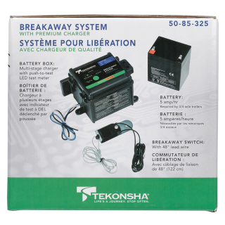 Versatile Breakaway System with Charger for Trailers Complete breakaway system for gooseneck trailers with charger and Tekonsha switch.