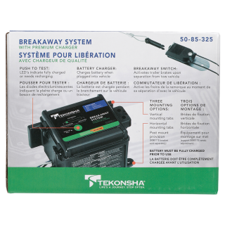 Versatile Breakaway System with Charger for Trailers Complete breakaway system for gooseneck trailers with charger and Tekonsha switch.