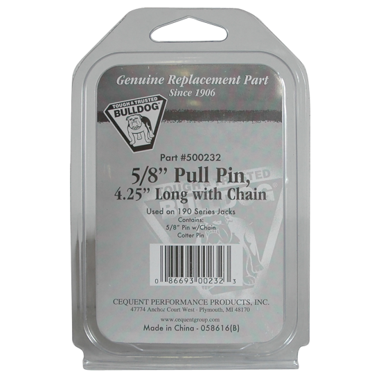 BULLDOG 5/8 Inch Pull Pin Kit for Series 190 Trailer Jacks BULLDOG pull pin kit with chain and cotter pin for trailer jacks
