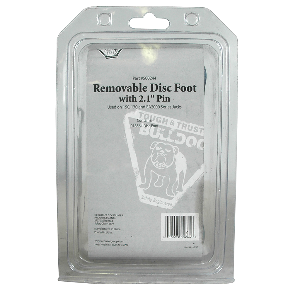 BULLDOG Removable Disc Foot with Pin for Trailer Jacks BULLDOG removable disc foot with pin used for trailer stability
