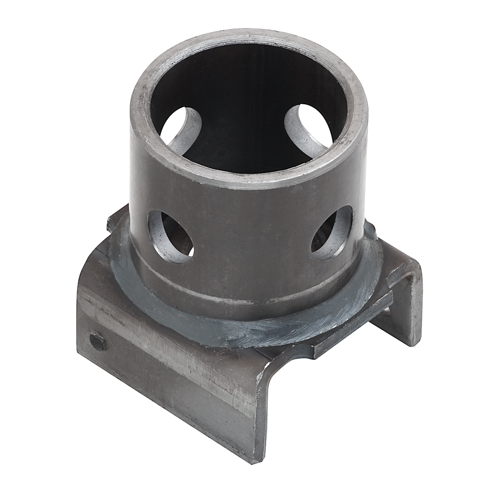U-Bracket Pipe Mount for Trailer Swivel Jack with 5/8 inch Pin Hole U-bracket pipe mount for attaching swivel jack to trailer with male pipe and 5/8 inch pin hole