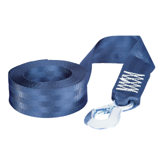 Trailer winch accessory strap measuring 2 inches by 12 feet with hook