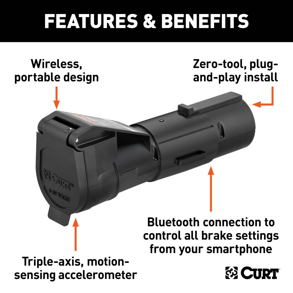 CURT Echo Bluetooth Mobile Trailer Brake Controller Setup CURT Echo mobile trailer brake controller connected to a smartphone for wireless control
