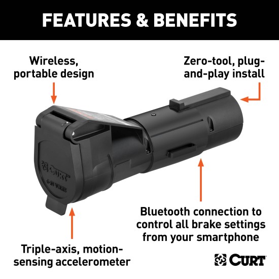 CURT Echo Bluetooth Mobile Trailer Brake Controller Setup CURT Echo mobile trailer brake controller connected to a smartphone for wireless control