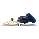 CURT trailer brake controller wiring kit, compatible with up to 8-brake systems, including cables and circuit breaker.