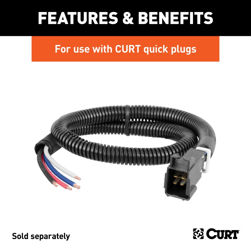 CURT trailer brake controller wiring kit, compatible with up to 8-brake systems, including cables and circuit breaker.