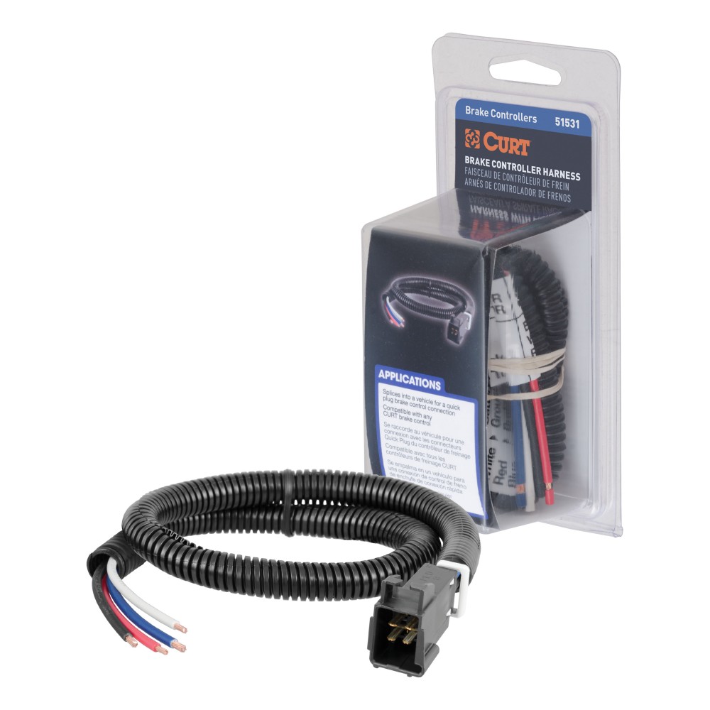 CURT Quick Plug Trailer Brake Controller Harness CURT quick plug brake controller harness with slit loom sleeve for easy trailer brake connection and enhanced towing safety