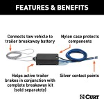 CURT Breakaway Kit for Trailer Safety and Reliable Activation CURT breakaway kit with high-temp mounting tab and nylon case for electric trailer brakes.