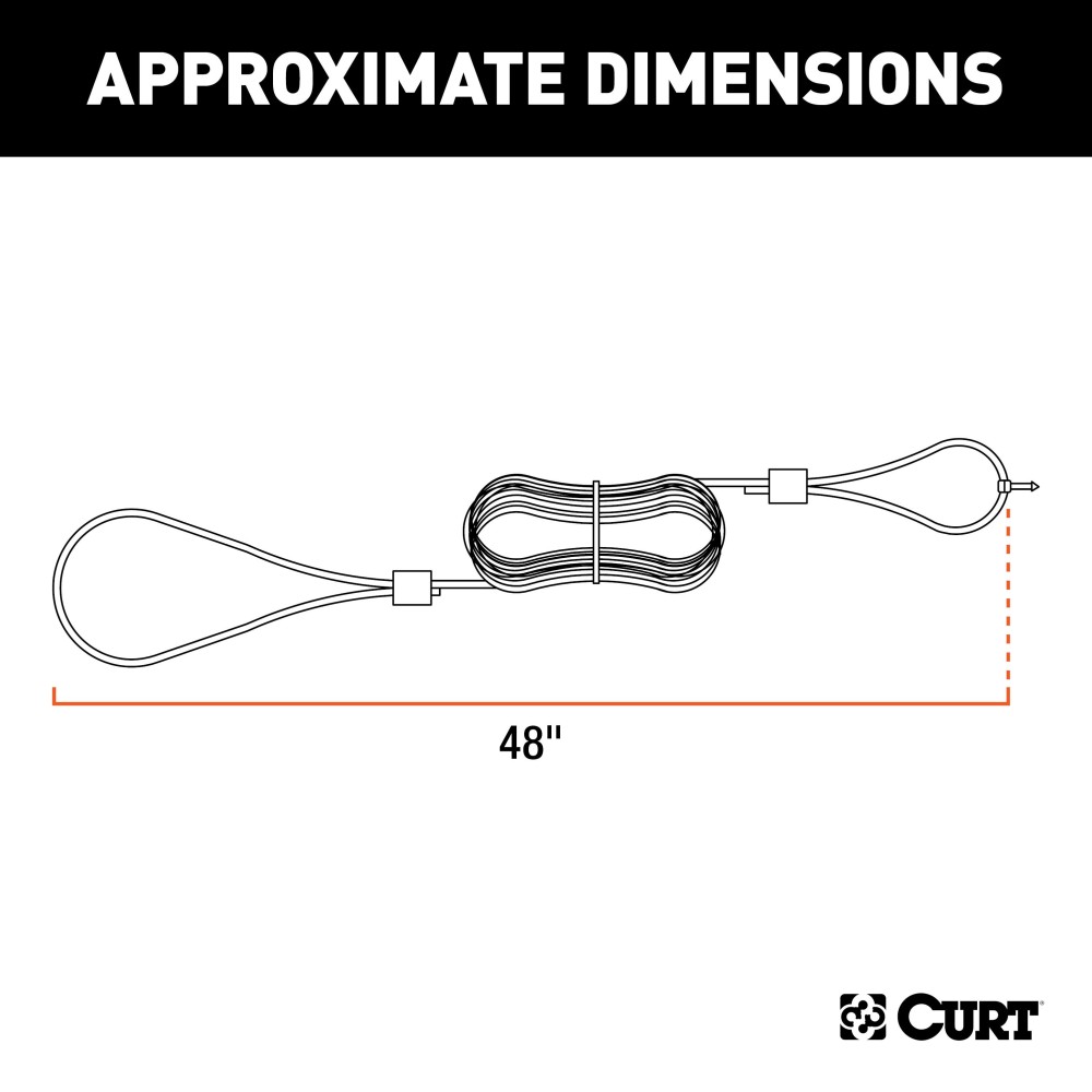 CURT Breakaway Kit Lanyard Pin with 48-Inch Cable CURT breakaway kit lanyard pin featuring a 48-inch cable for trailer safety