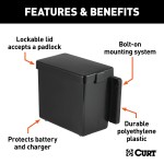 CURT breakaway battery case for trailer safety with lockable lid and polyethylene construction
