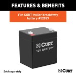 CURT breakaway battery case for trailer safety with lockable lid and polyethylene construction