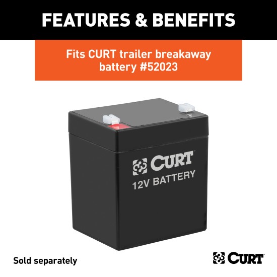 CURT breakaway battery case for trailer safety with lockable lid and polyethylene construction