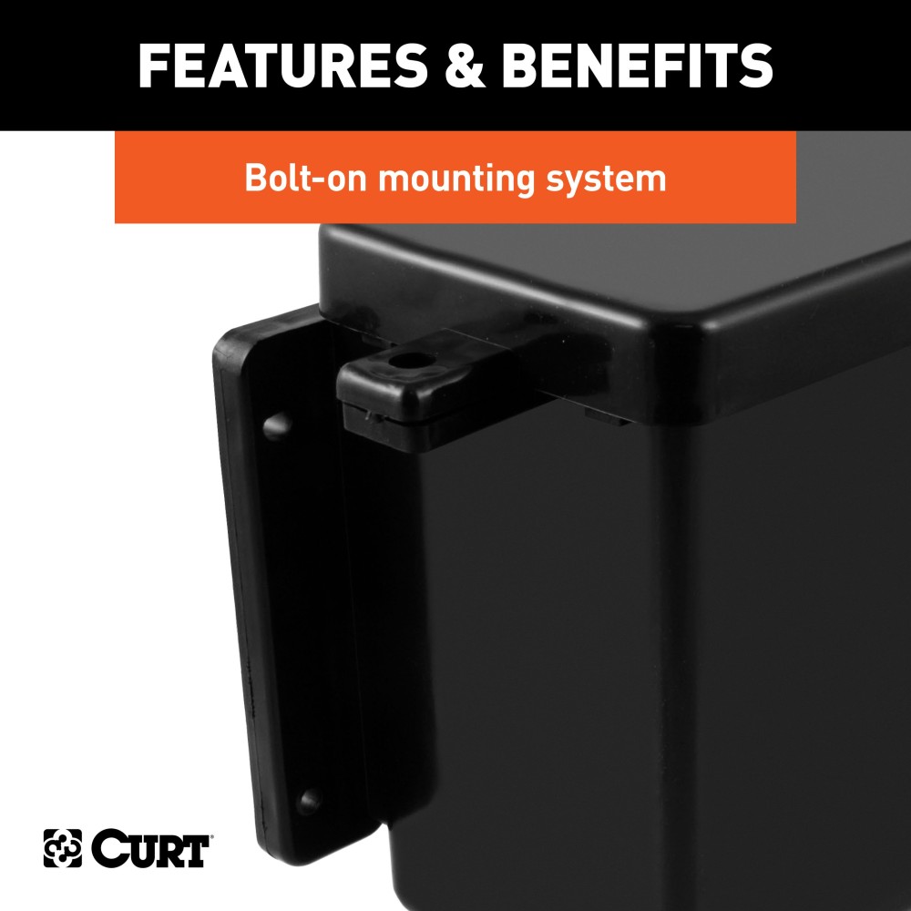 CURT Trailer Breakaway Kit Battery Case with Lockable Lid CURT breakaway battery case for trailer safety with lockable lid and polyethylene construction