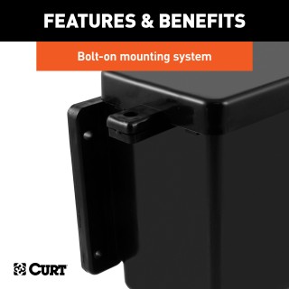 CURT Trailer Breakaway Kit Battery Case with Lockable Lid CURT breakaway battery case for trailer safety with lockable lid and polyethylene construction