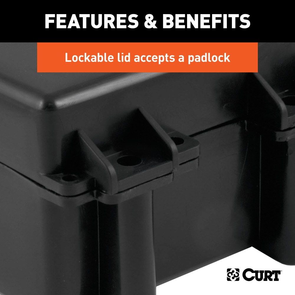 CURT Durable Breakaway Battery Case for Trailer Brakes CURT breakaway battery case with watertight lid for trailer brakes