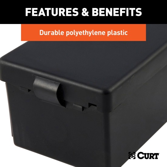 CURT Breakaway Kit Replacement Battery Case for Trailers Durable CURT replacement battery case for trailer breakaway kits, lockable and weather-resistant.