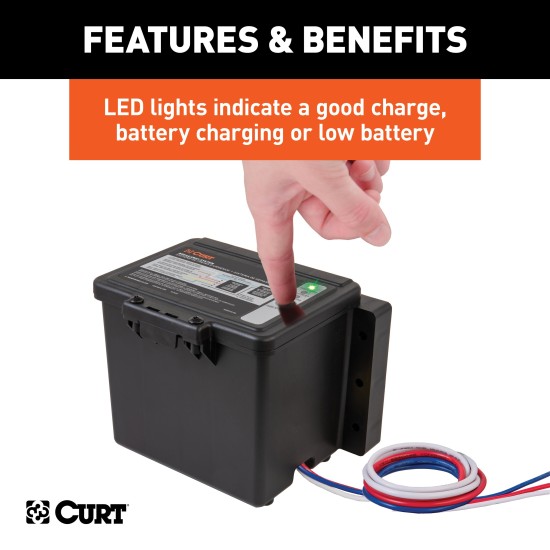 CURT Breakaway Kit with Push-to-Test Battery for Trailer Safety CURT breakaway kit featuring push-to-test battery and durable case