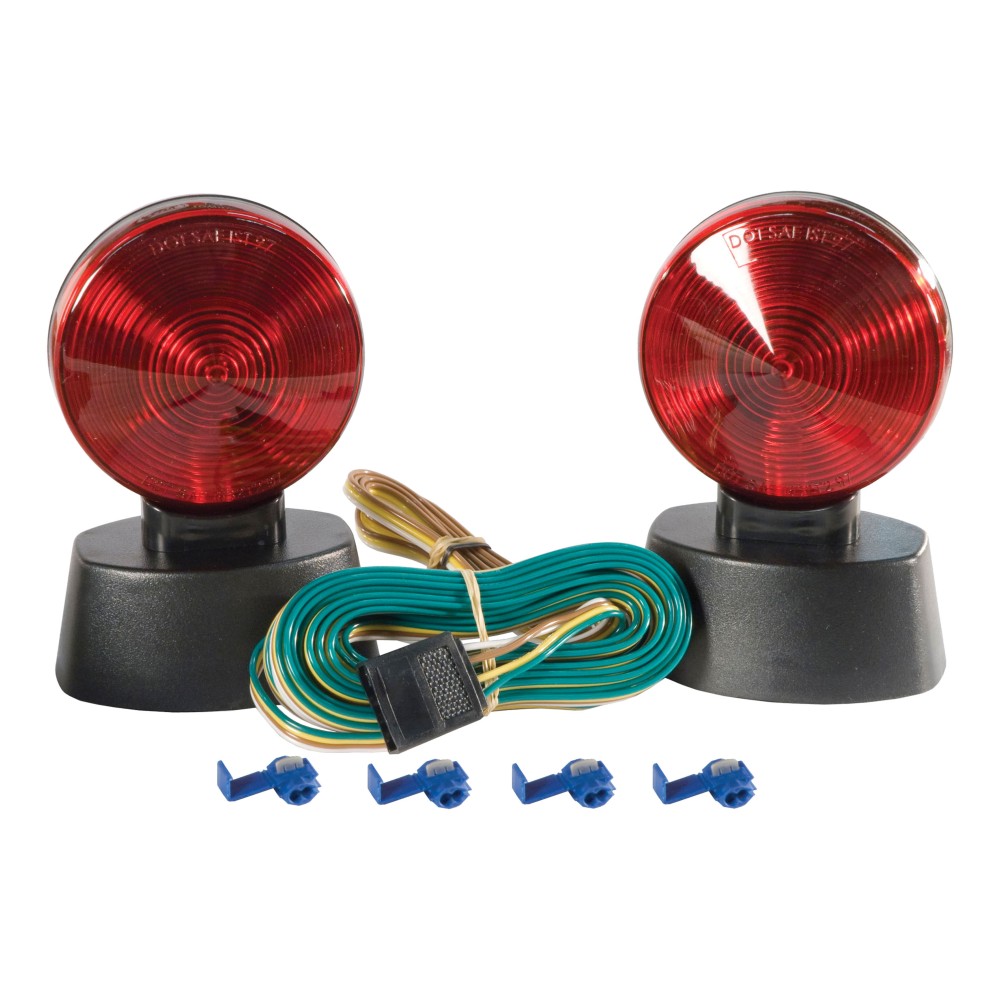 CURT Magnetic Tow Lights for Safe Dinghy Towing Solutions CURT magnetic tow lights with 20-foot wiring, non-scratch base and universal compatibility