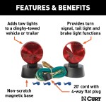 CURT Magnetic Tow Lights for Safe Dinghy Towing Solutions CURT magnetic tow lights with 20-foot wiring, non-scratch base and universal compatibility