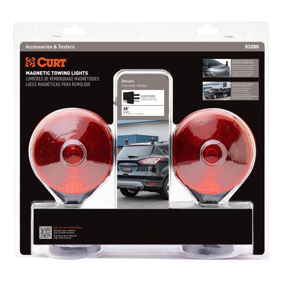 CURT Magnetic Tow Lights for Safe Dinghy Towing Solutions CURT magnetic tow lights with 20-foot wiring, non-scratch base and universal compatibility