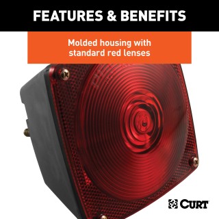 CURT passenger-side trailer light with red lenses and molded housing for towing