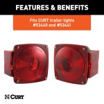CURT Trailer Light Red Replacement Lens for Safe Towing CURT red replacement lens for trailer lights, fits driver side, square shape, DOT-approved.