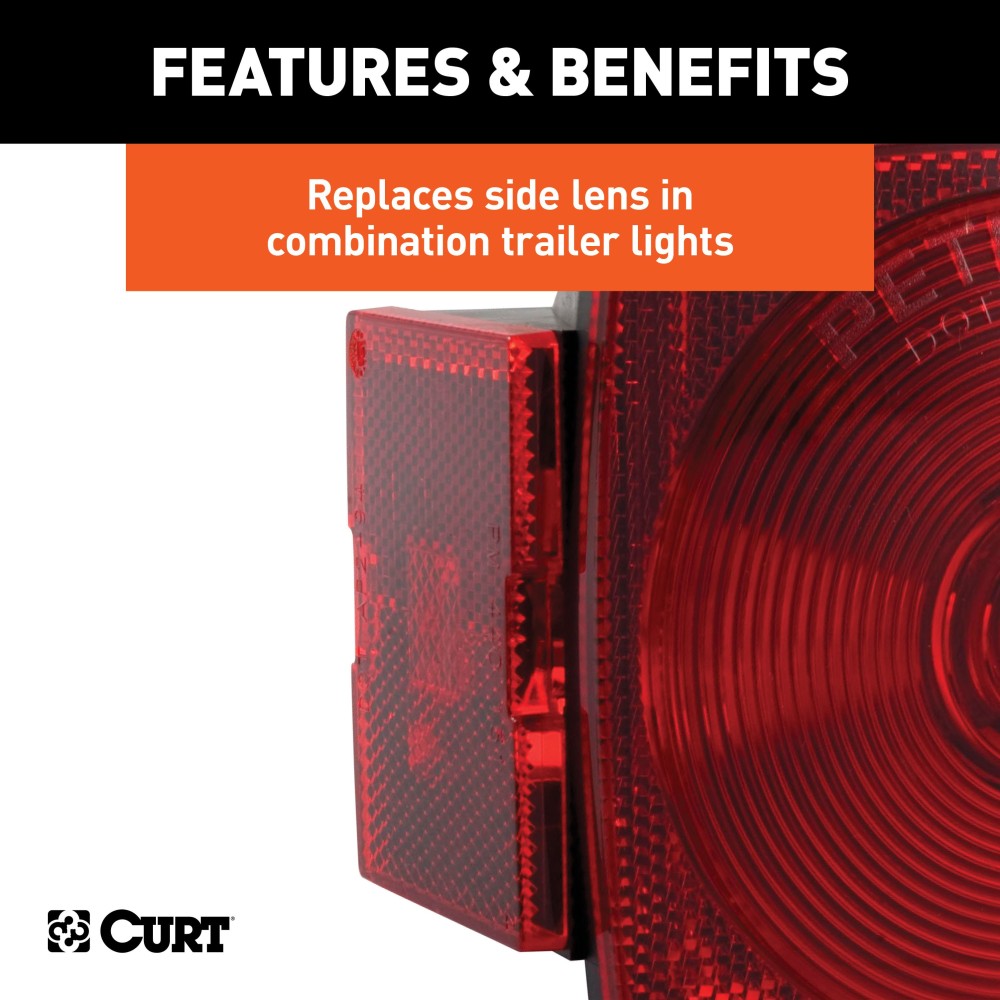 CURT Combination Light Replacement Lens for Trailer Lights CURT combination light replacement lens, red, rectangular shape, fits CURT #53440 and #53441 trailer lights