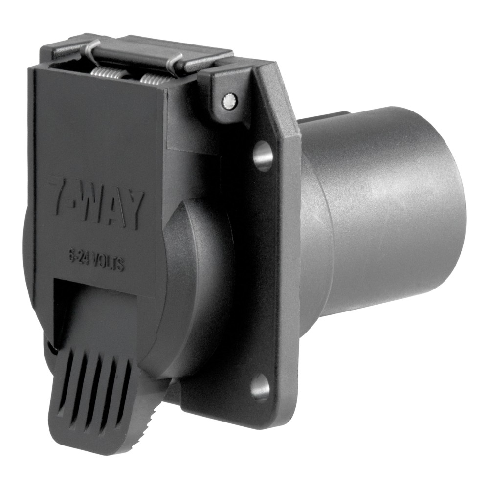 CURT 7-way RV Blade Connector with Spring-loaded Cover CURT electrical 7-way RV blade connector with black plastic and cover