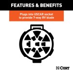 CURT electrical 7-way RV blade connector with black plastic and cover