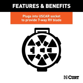 CURT 7-way RV Blade Connector with Spring-loaded Cover CURT electrical 7-way RV blade connector with black plastic and cover