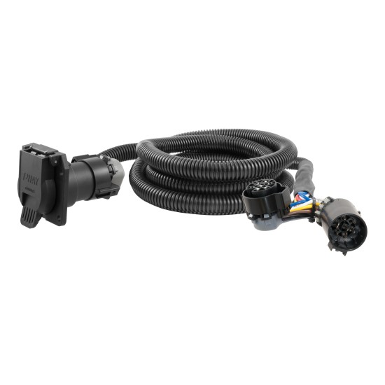 CURT 5th Wheel Gooseneck Extension Harness with 7-Way Connector CURT 5th wheel and gooseneck extension harness with 7-way RV blade connector, in a truck bed setup.