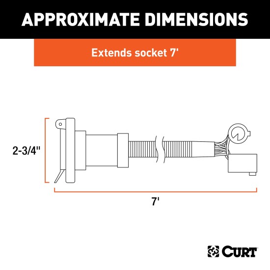 CURT 5th Wheel Gooseneck Extension Harness with 7-Way Connector CURT 5th wheel and gooseneck extension harness with 7-way RV blade connector, in a truck bed setup.