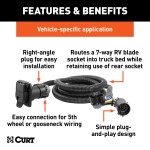 CURT 5th Wheel Gooseneck Extension Harness with 7-Way Connector CURT 5th wheel and gooseneck extension harness with 7-way RV blade connector, in a truck bed setup.