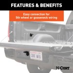 CURT 5th Wheel Gooseneck Extension Harness with 7-Way Connector CURT 5th wheel and gooseneck extension harness with 7-way RV blade connector, in a truck bed setup.