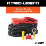 CURT Electrical Converter with 4-Way Flat Connector for Trailers CURT Electrical Converter showing 4-way flat plug and colored wires, converts vehicle wiring for safe trailer towing.